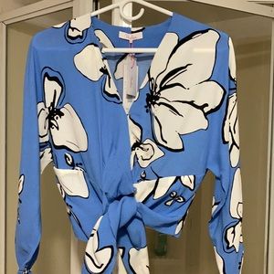 Parker light blue floral blouse